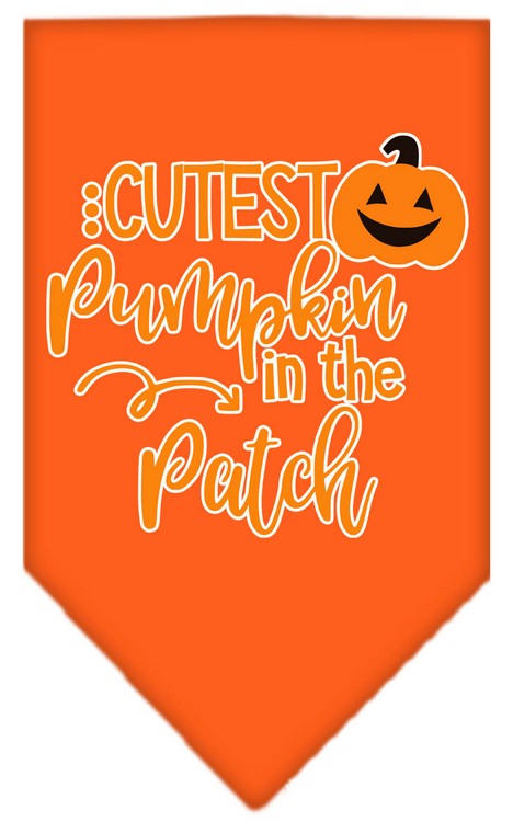 Cutest Pumpkin in the Patch Screen Print Bandana Orange Large